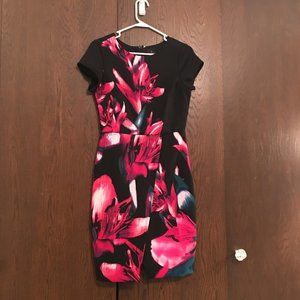 Worthington Black Graphic Print Short Sleeve Dress